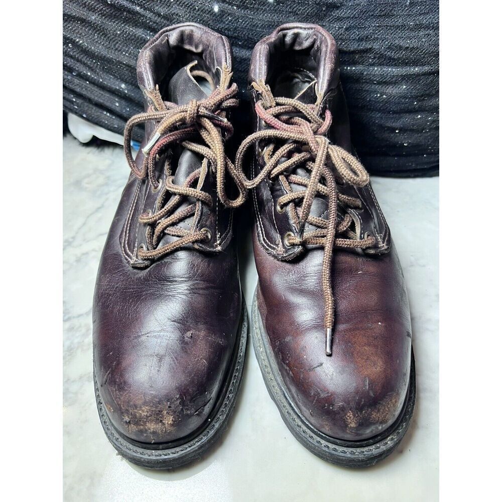 Vintage RED WING Brown Leather Chukka Boots Size 9.5‎ D Made in USA Steel Toe